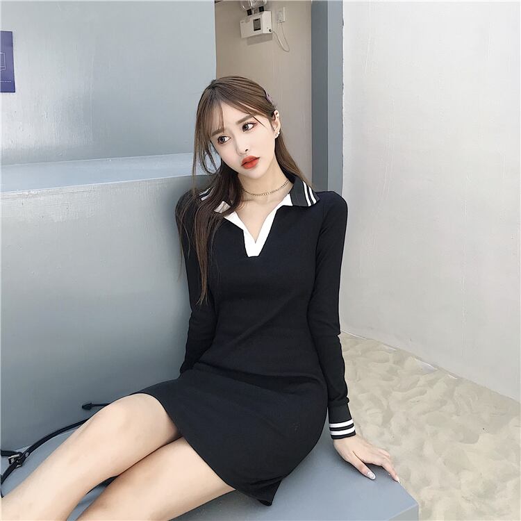 【dress】ファッション! 韓国系シンプル ギャル秋着痩せタイトワンピース G1925