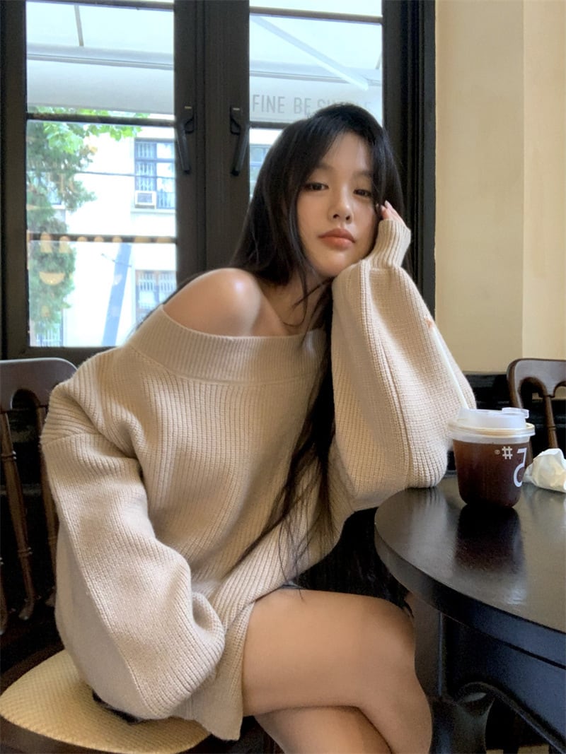 【tops】オフショルダーニットセーター M27667