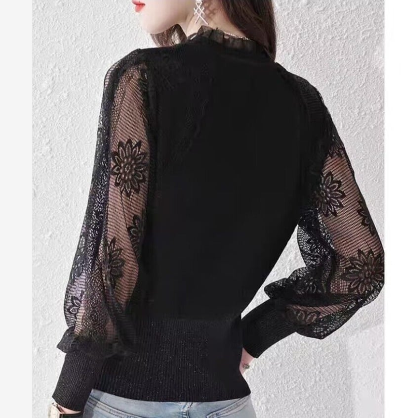 【tops】ドッキングカットワークニットトップス M29497