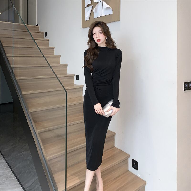 【dress】ハーフネック体型カバーワンピース G20645