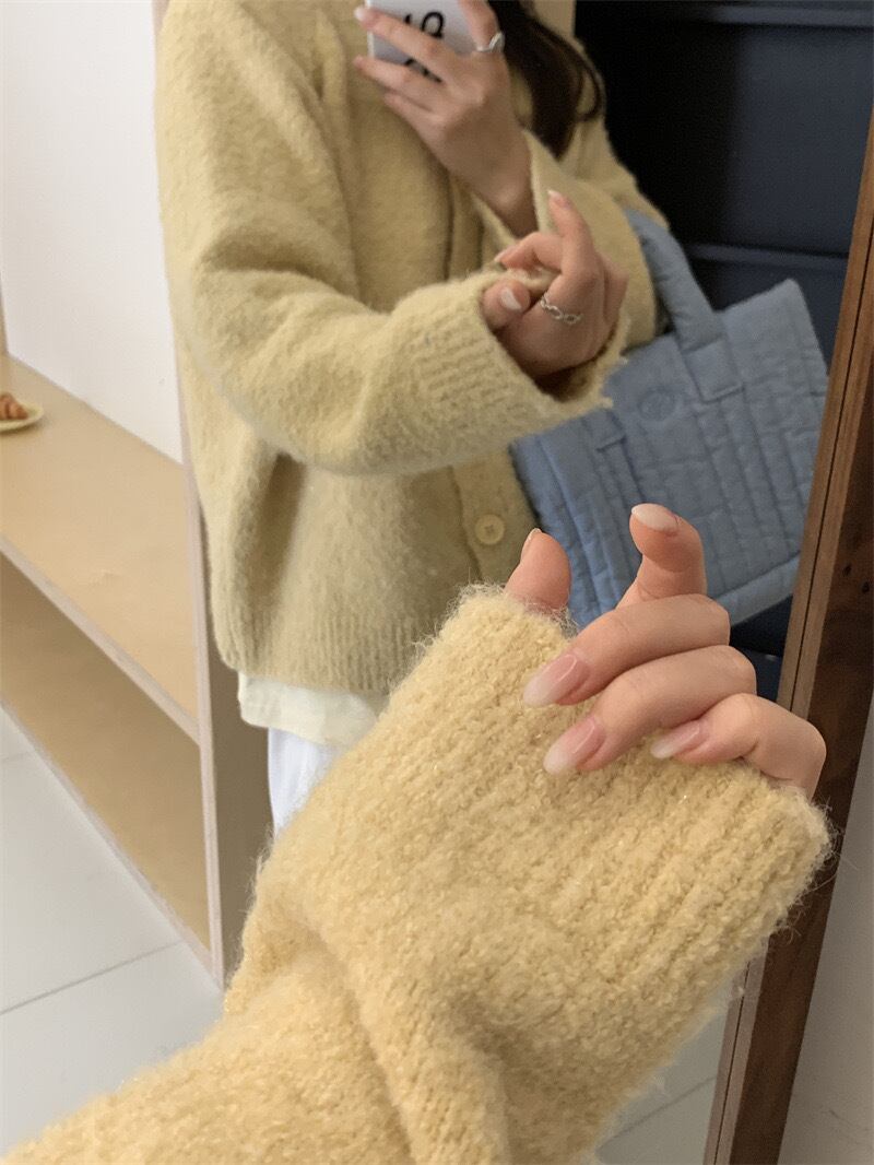 【outer】クルーネックニットカーデ M18868