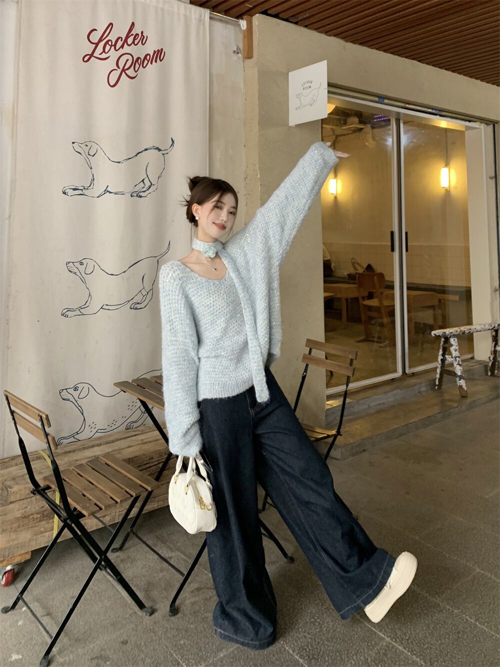 【tops】Vネックニットセーター M27059
