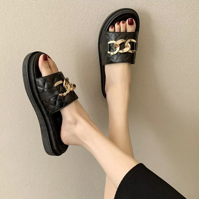 【shoes】絶対流行2色INS風超人気履きやすいキレー目韓国ファションサンダルスリッパF2367