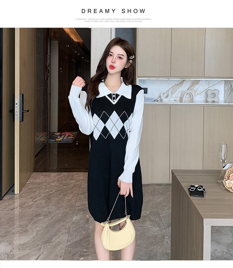 【dress】ドッキングニットワンピース M18690