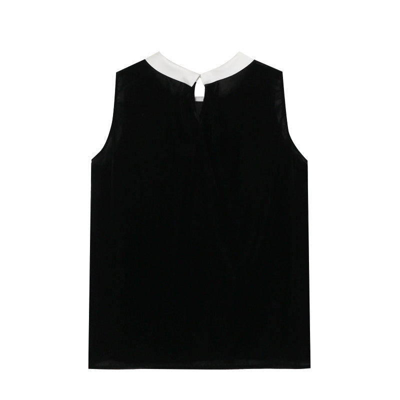 【tops】ベルベットノースリーブ配色トップス Q8751