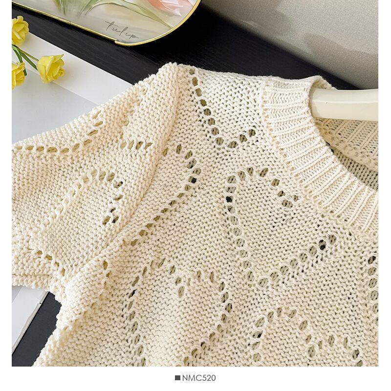 【tops】カットワークニットTシャツ M29971
