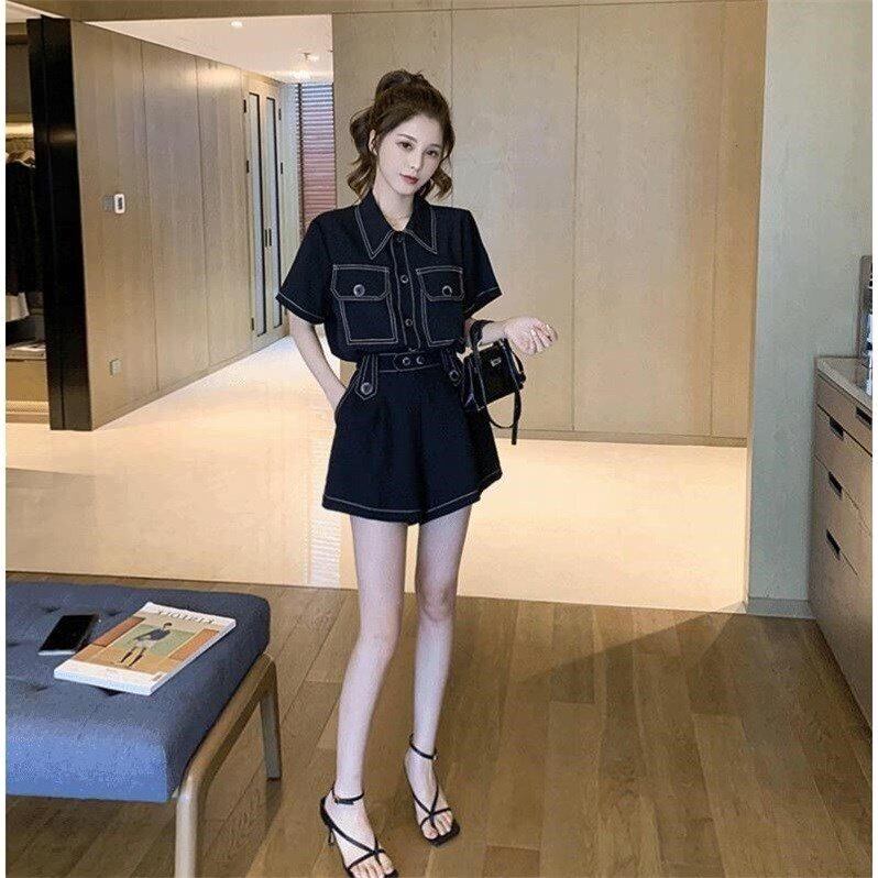 【set】美人度アップ!韓国系夏新作ファッション洋気ハイウエスト2点セット