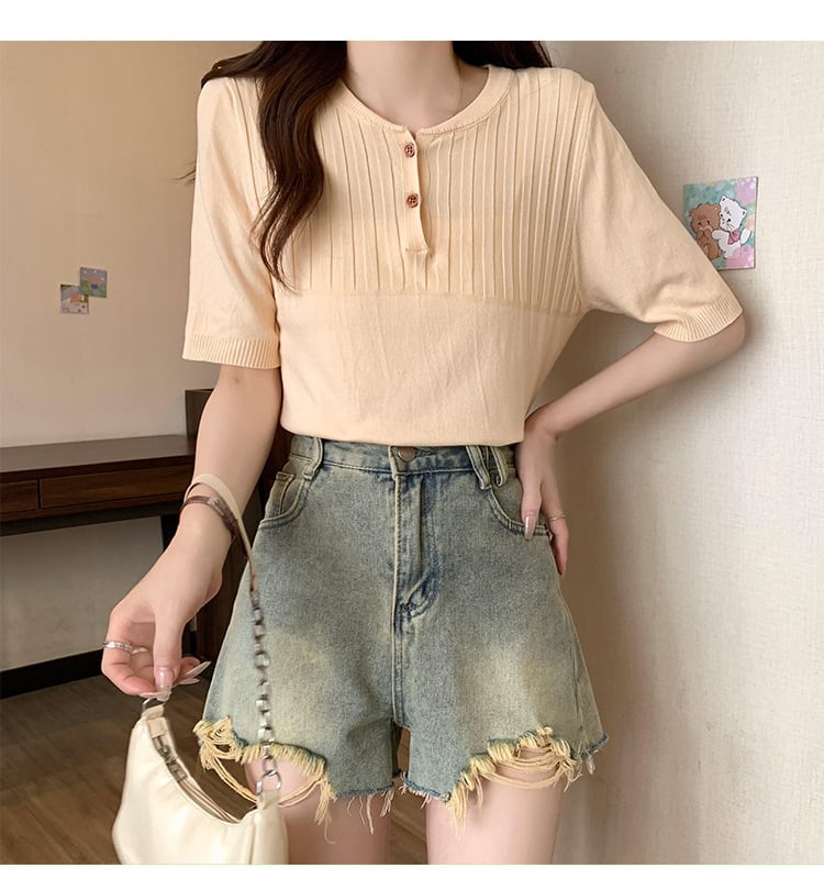 【tops】ニット薄手TシャツG21071