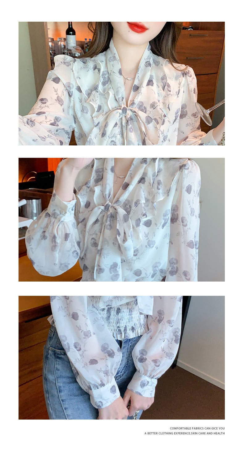 【tops】リボン付きブラウス M29388