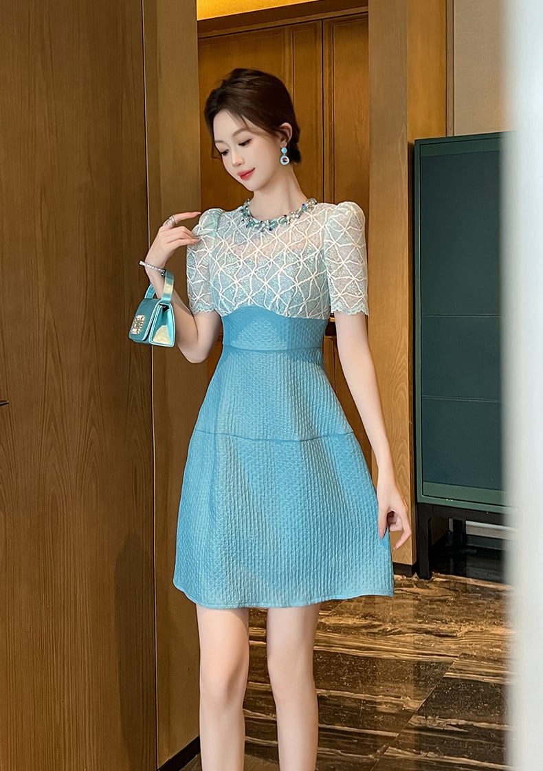 【dress】レース切り替えワンピース M24878