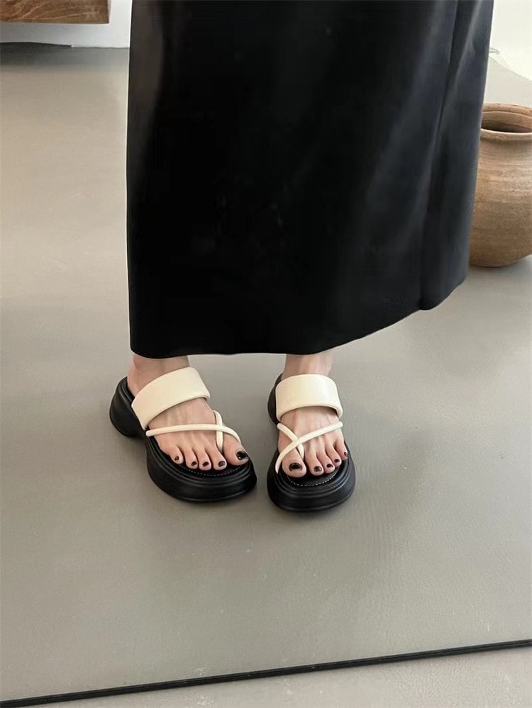 【shoes】2色厚底スリッパF7495