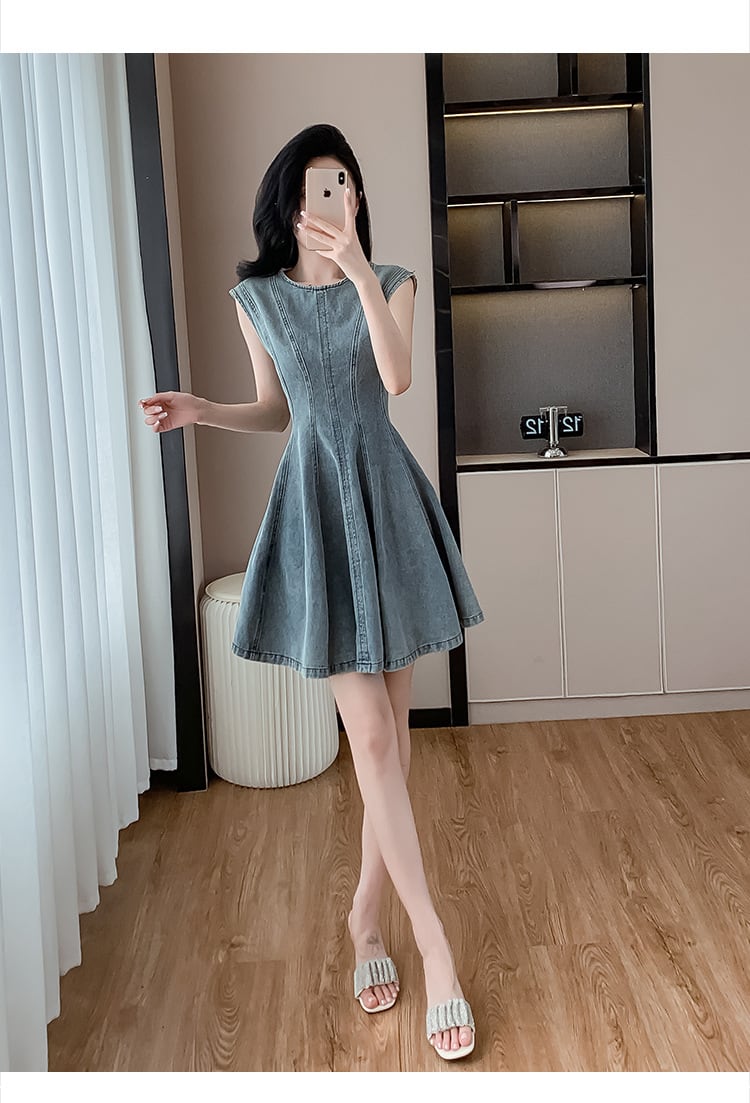【dress】ノースリーブデニムワンピース M24565
