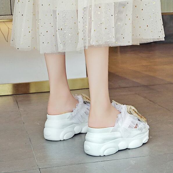 【shoes】新作4色履きやすい合わせやすいシンプル無地キレー目厚底サンダル