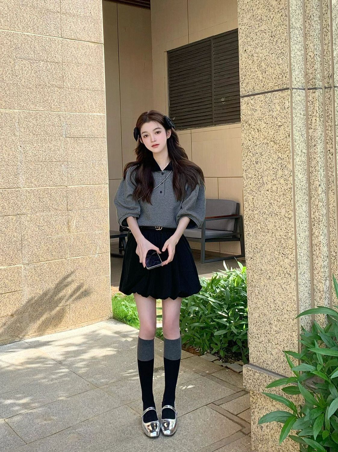 【set】パフスリーブTシャツ+スカート2点セットG21349