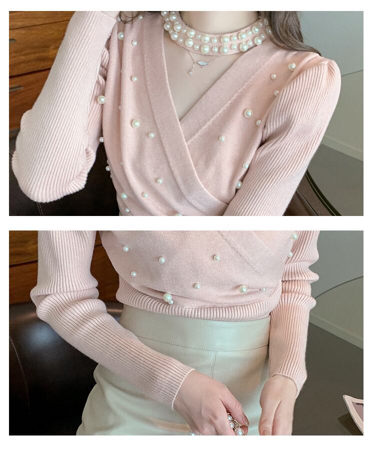 【tops】パールニットトップス M19018