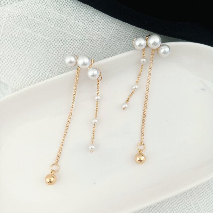 【小物】高級感 気質ファッションシンプルパールフリンジピアス