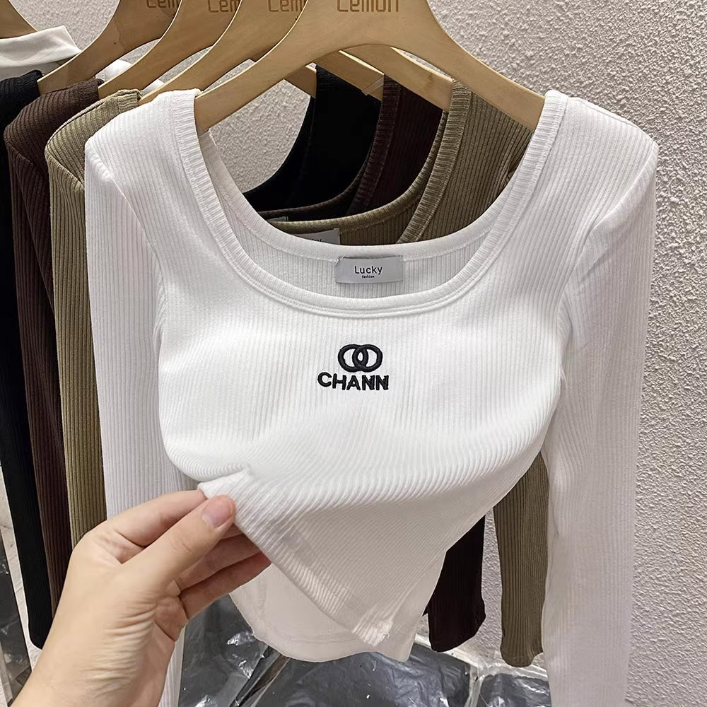 【tops】2色スクェアネック長袖TシャツF7978