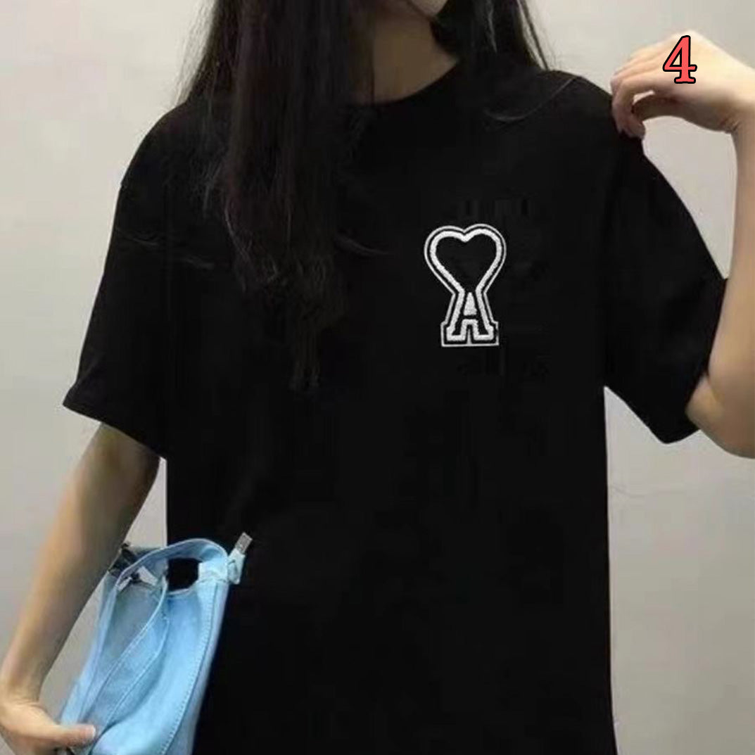 【tops】4色ハート柄TシャツF7631