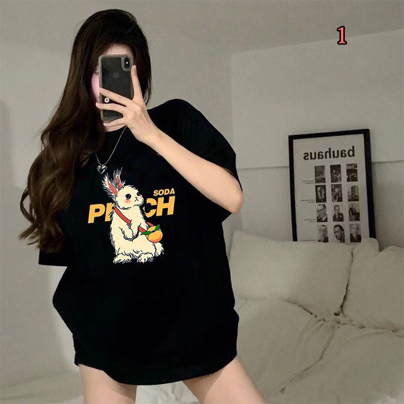 【tops】ゆったり動物柄TシャツF7637