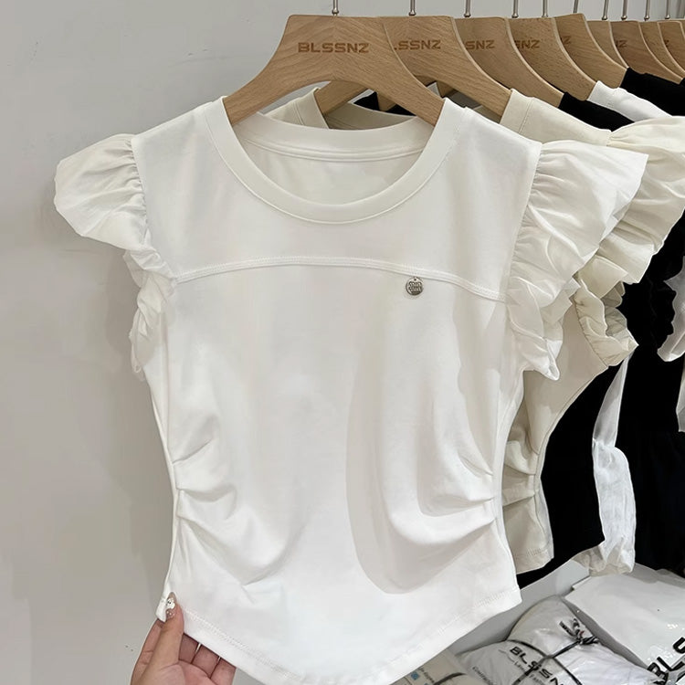 【tops】3色フレンチスリーブTシャツF7774