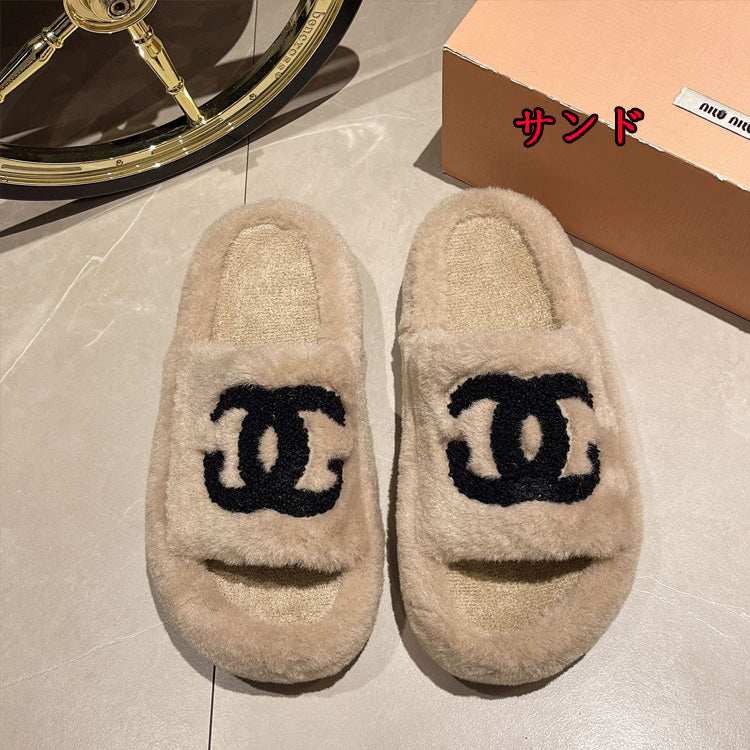 【shoes】4色ファースリッパF8360