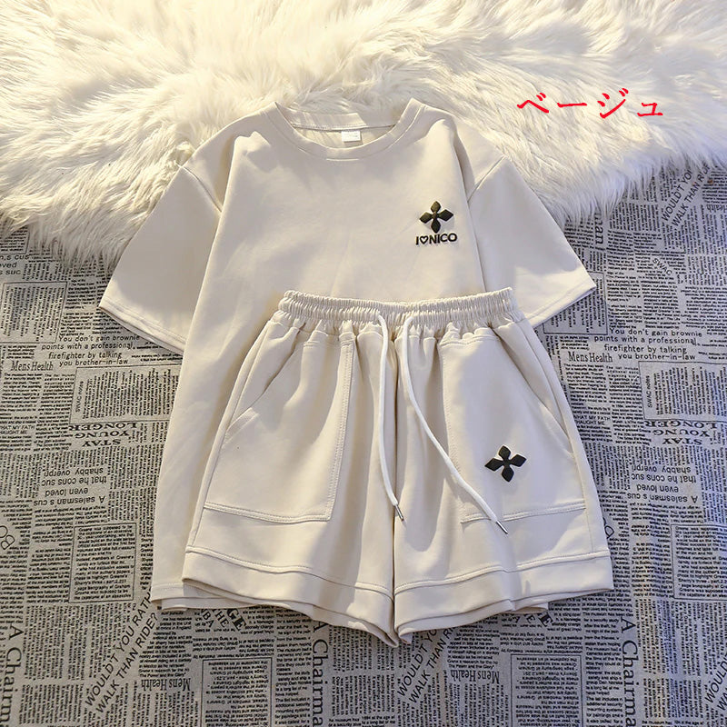 【set】8色Tシャツ+ショートパンツ2点セットF7705