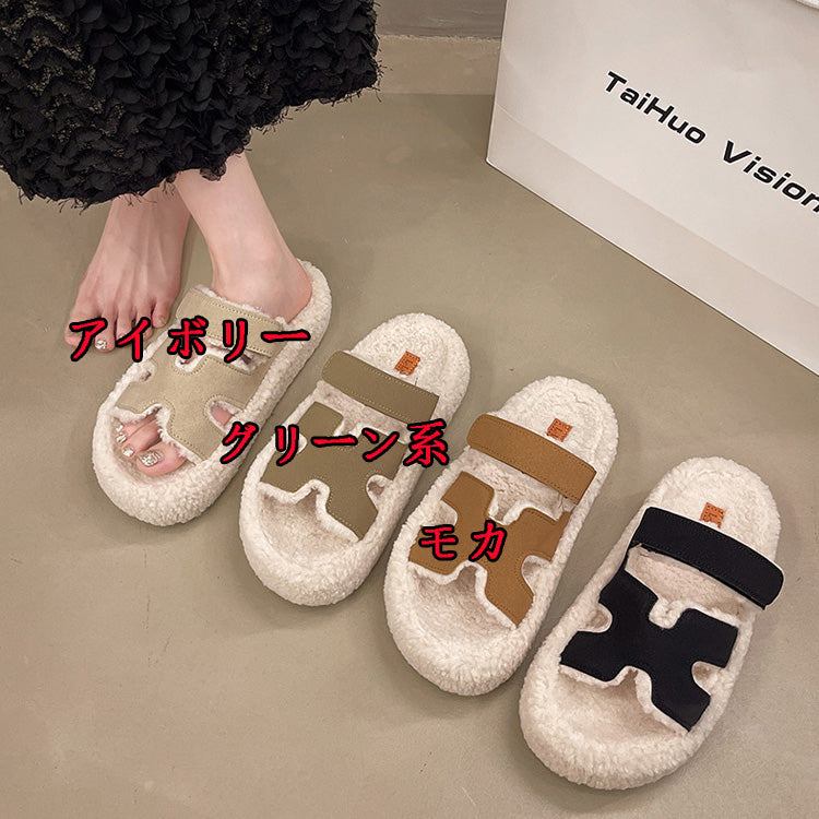 【shoes】4色厚底スリッパF8361