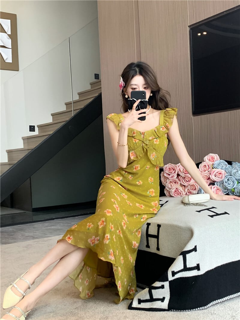 【dress】ノースリーブ花柄ワンピース G21261