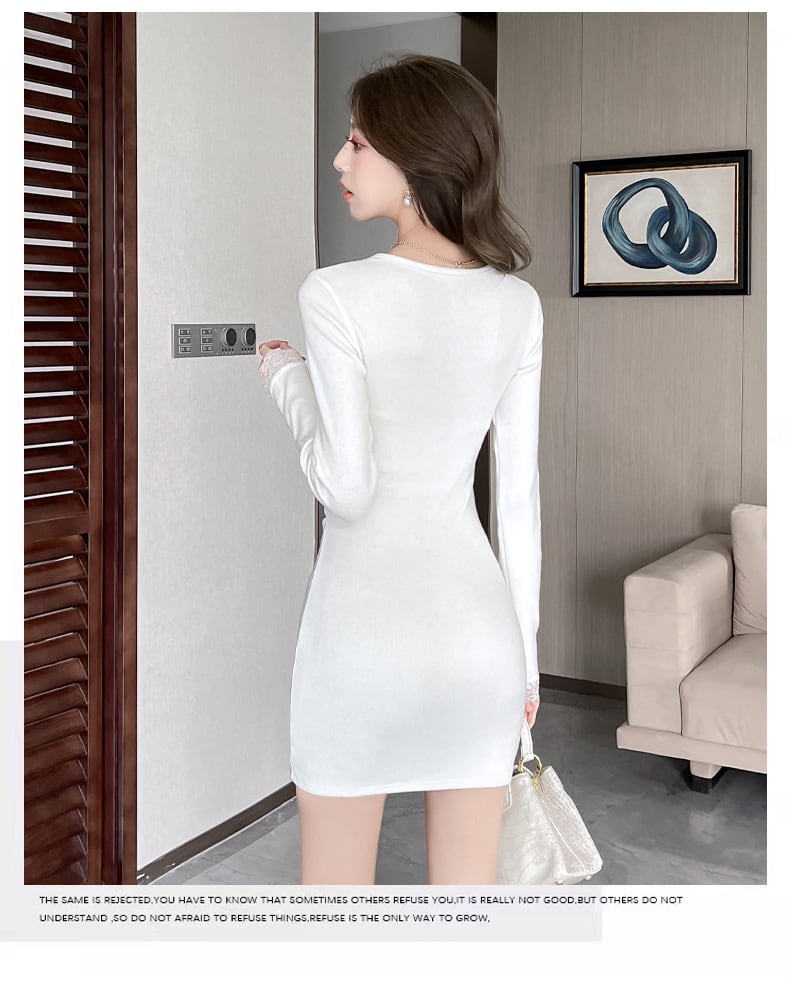 【dress】レース切り替えワンピース M27426