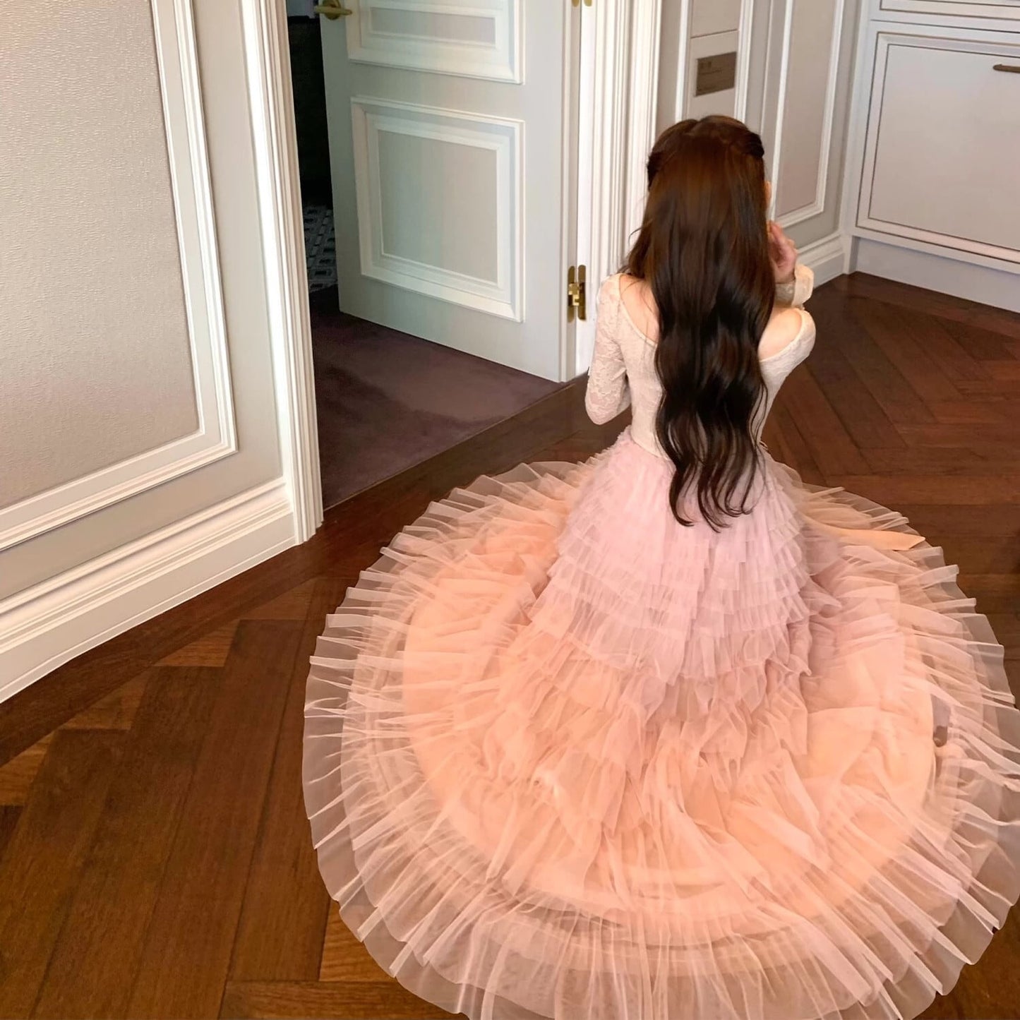 【dress】レースドッキングティアードワンピース N3475