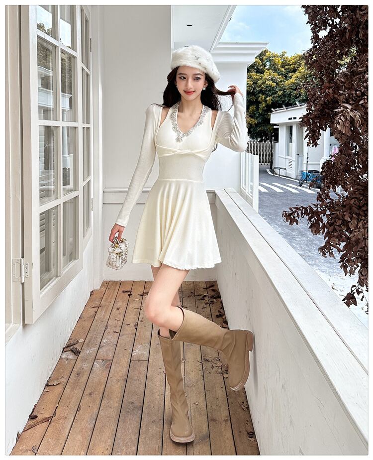 【dress】ビジューデートワンピース M27418