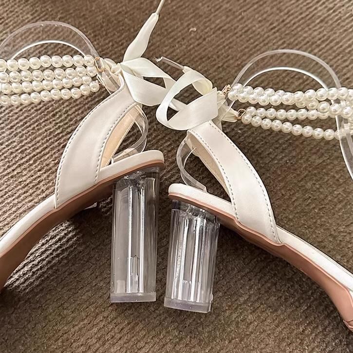 【shoes】リボン付きハイヒールサンダルF7464