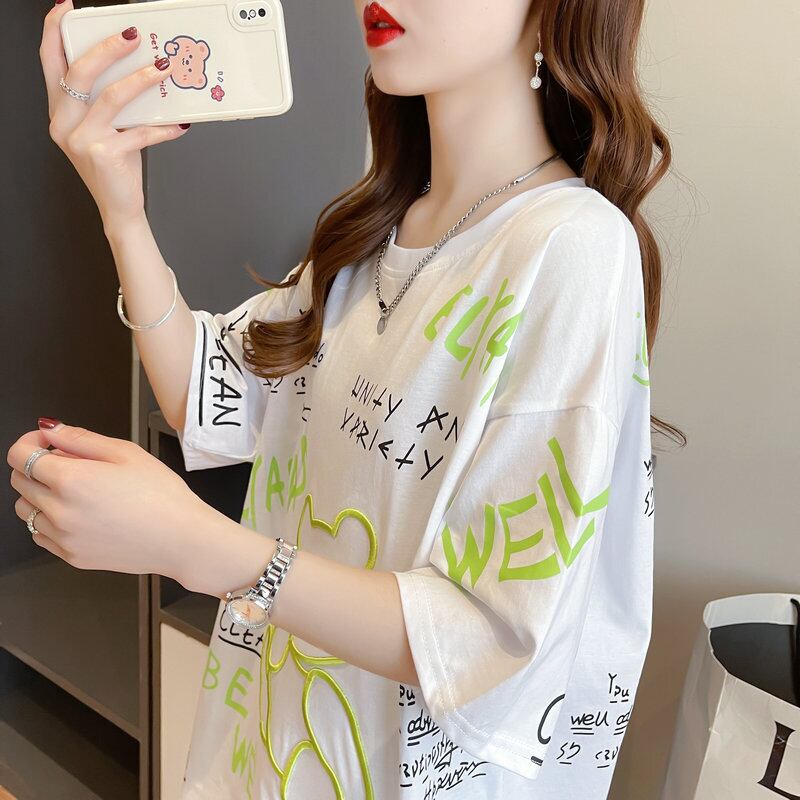 【tops】オシャレ度満点〜夏新作2色ラウンドネック半袖動物柄配色カジュアル大きいサイズ着回しTシャツF2418