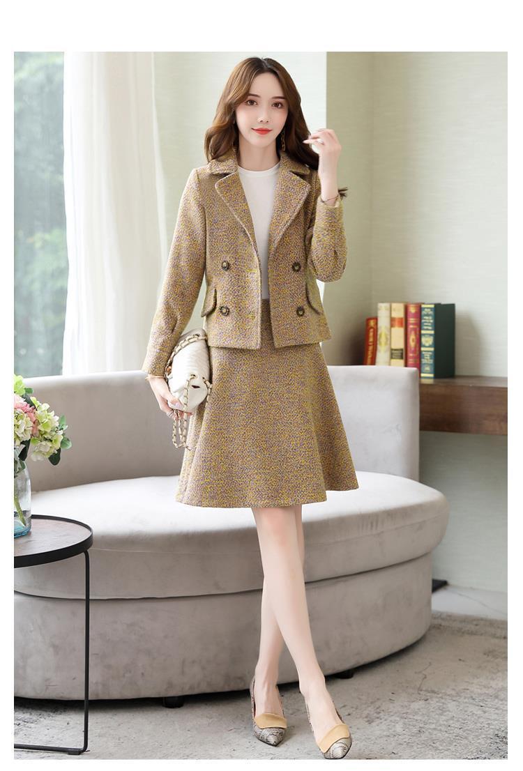 【set】ファッション!気質満点レトロ秋冬新作着痩せオシャレアウター+スカート2点セット G4124