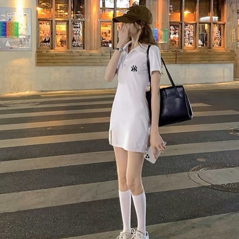 【dress】3色VネックPOLOネックデートワンピースF7709