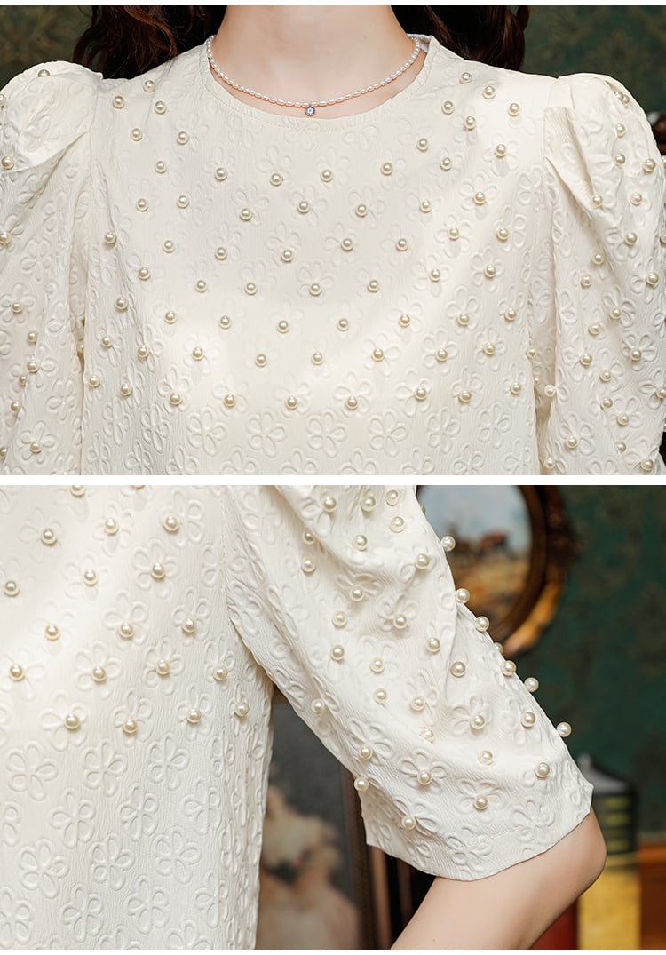 【tops】ビーズパフスリーブTシャツG20924