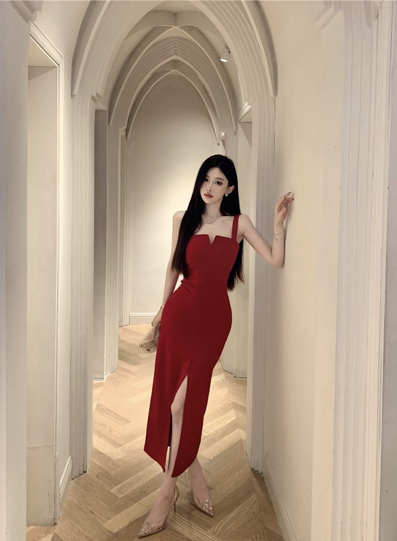 【dress】スリットキャミワンピース Q8084