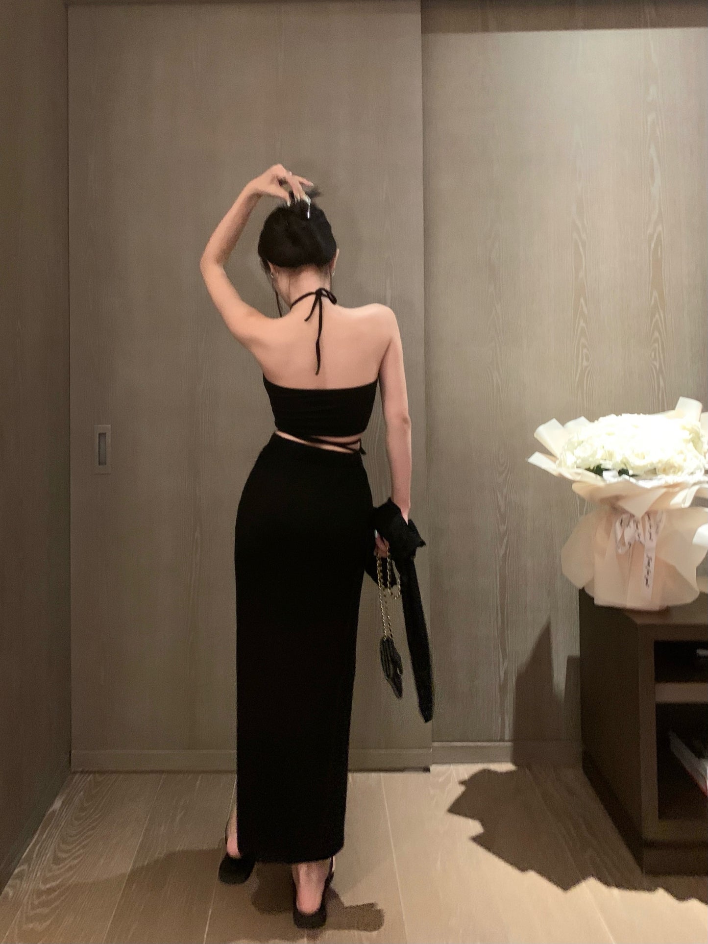 【set】カーディガン+キャミソール+スカート3点セットG21668