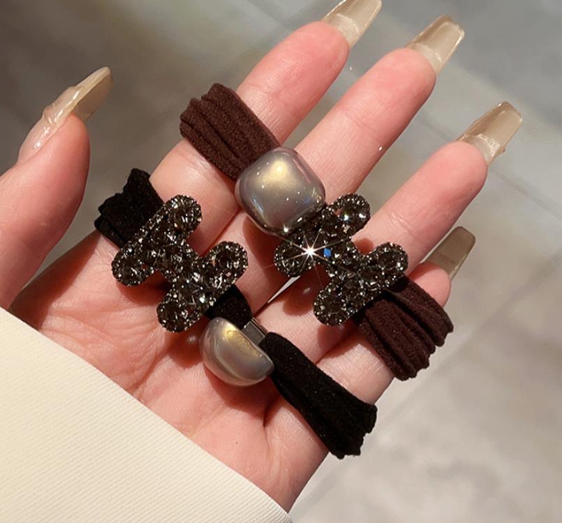 【小物】英字柄2色シュシュヘアゴムF7599