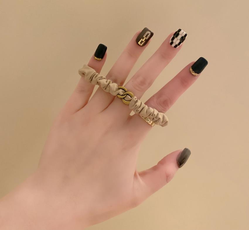 【小物】3点セット英字柄シュシュヘアゴムF7603