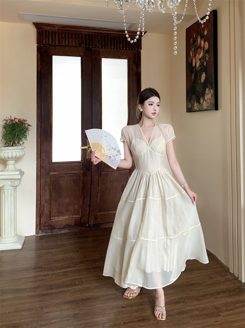 【dress】フランス風VネックデートワンピースG21912