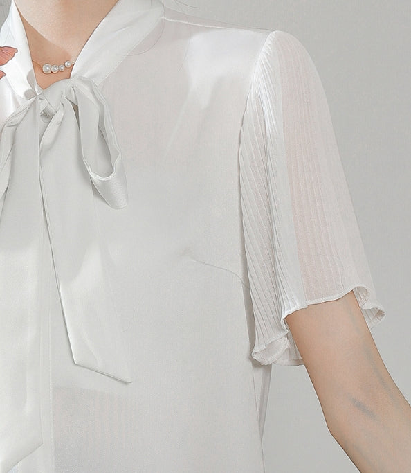 【tops】リボン シフォンブラウスG21928