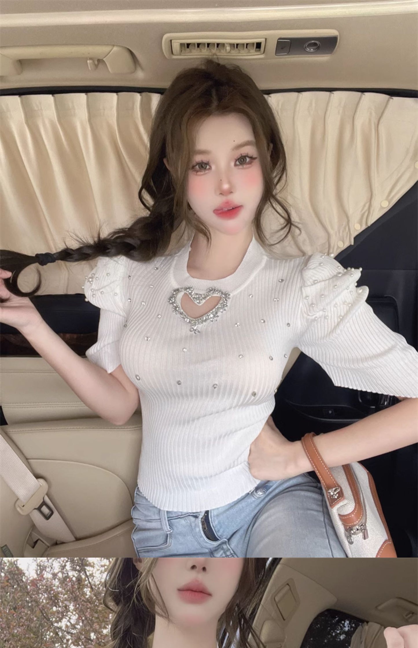 【tops】パフスリーブニットTシャツG22047