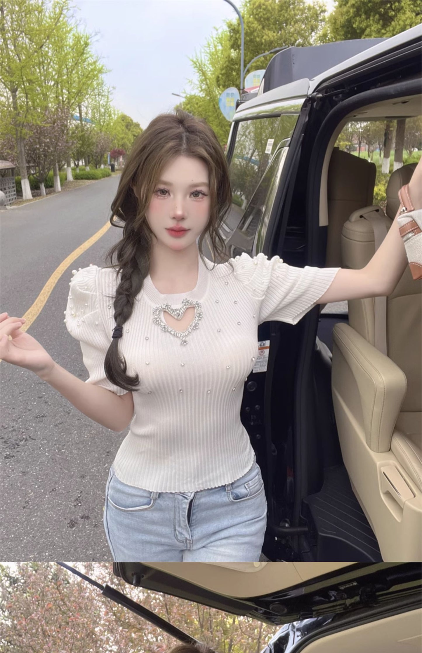 【tops】パフスリーブニットTシャツG22047