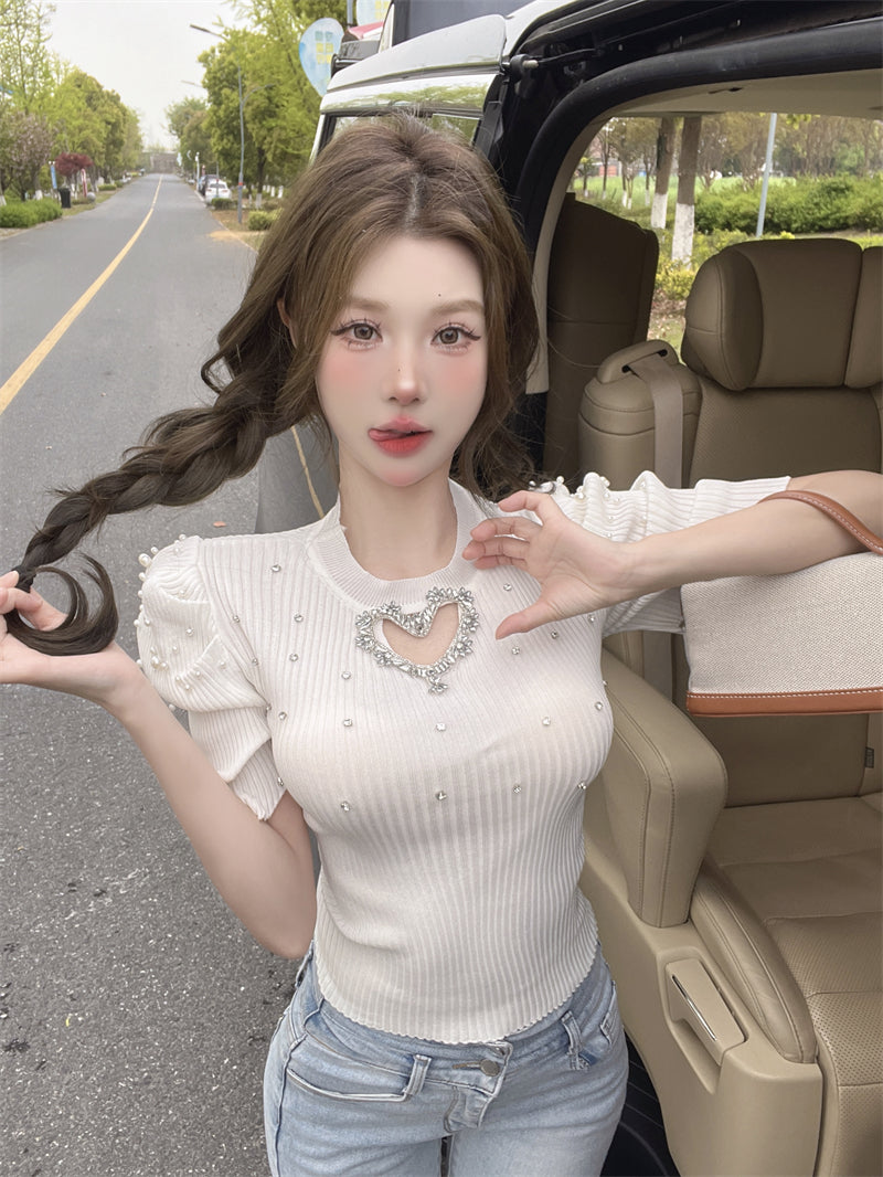 【tops】パフスリーブニットTシャツG22047