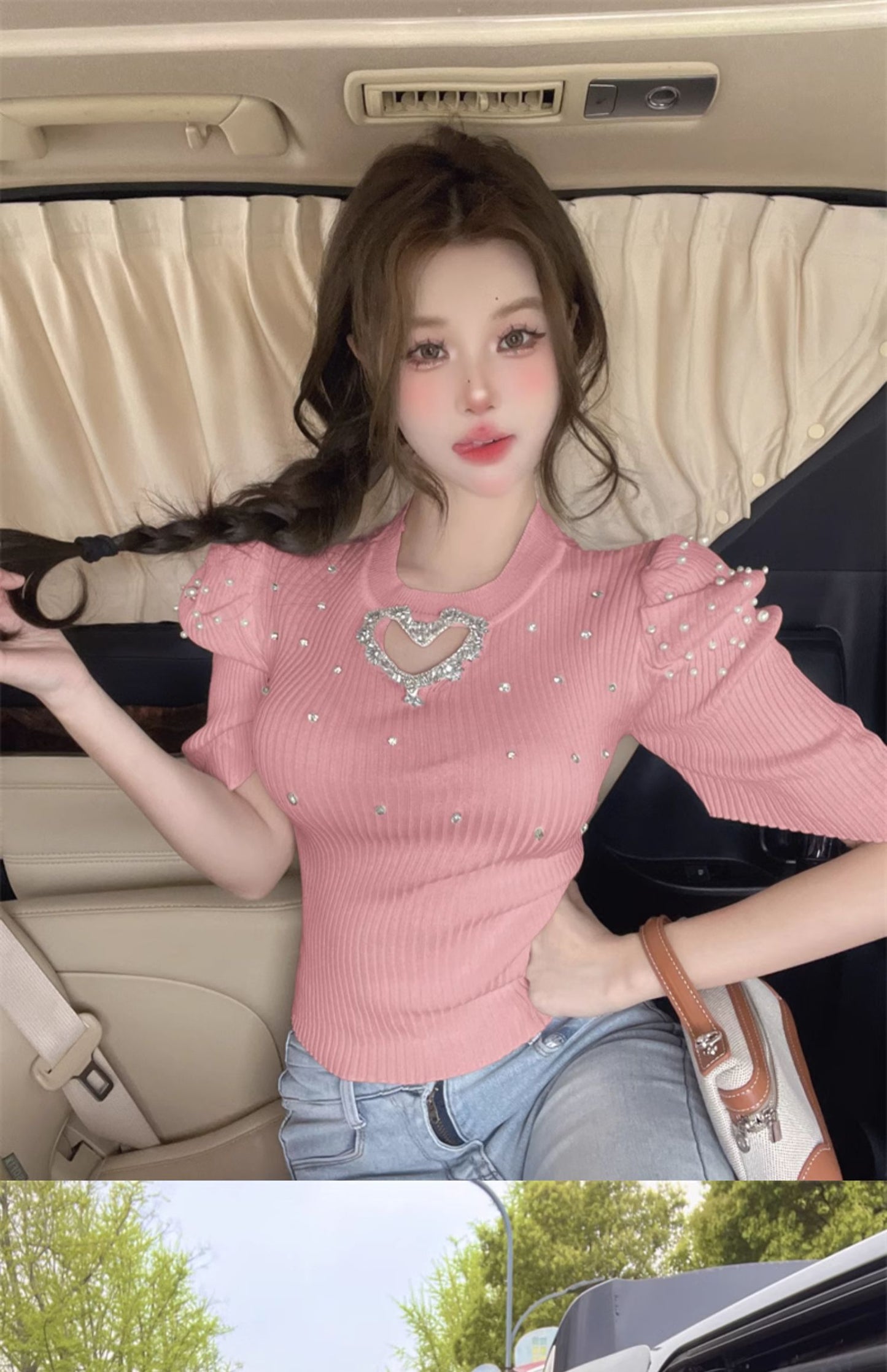 【tops】パフスリーブニットTシャツG22047