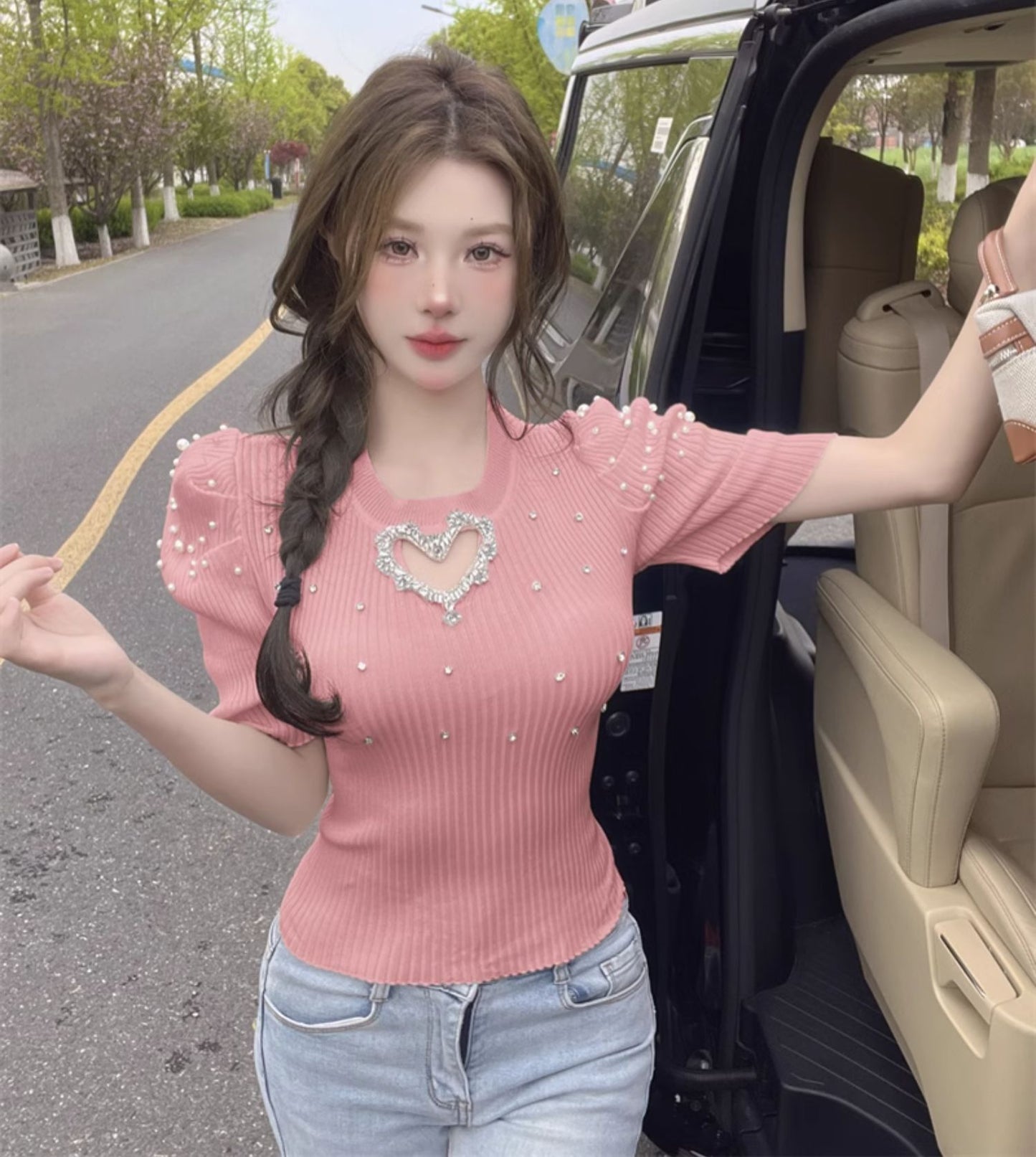 【tops】パフスリーブニットTシャツG22047