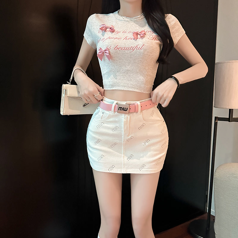 【bottoms】タイトデニムスカートG22048