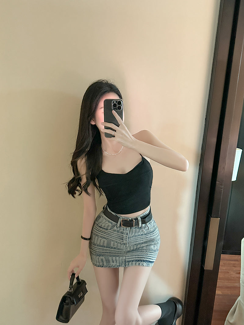 【bottoms】タイトデニムスカートG22049