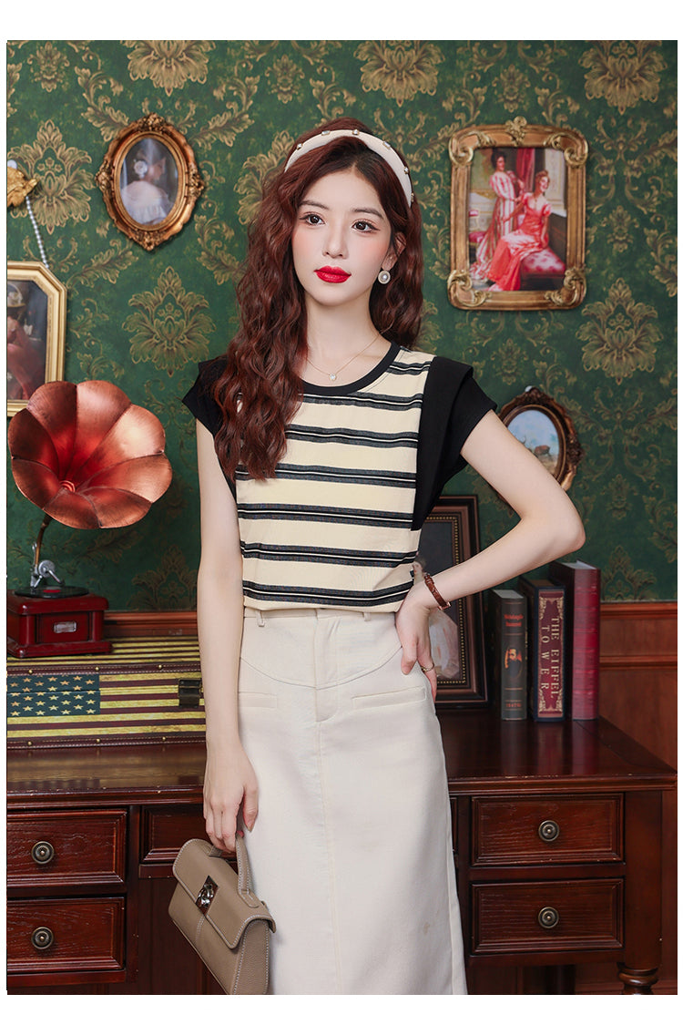 【tops】フレンチスリーブリボンTシャツG22062